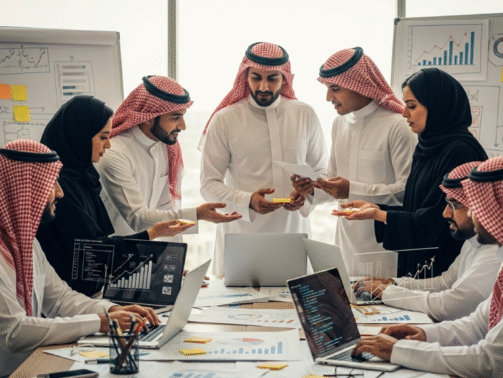 فريق TaaS متنوع من المحترفين يتعاون لدفع الابتكار وتحقيق النجاح في بيئة عمل سريعة الوتيرة.