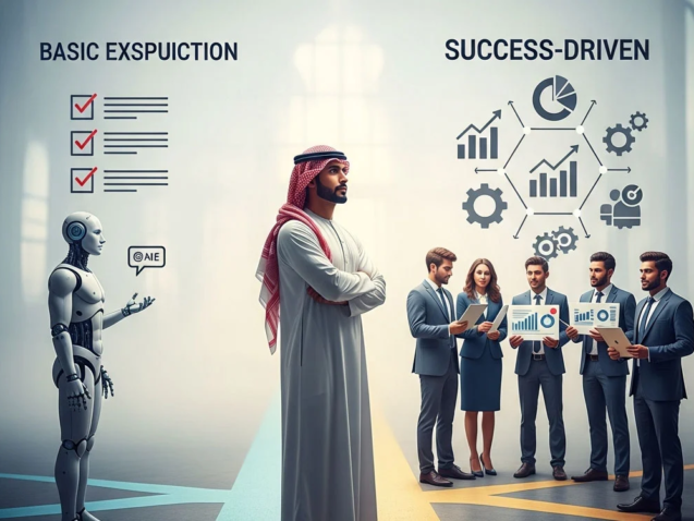 An Arab man illustrates how choosing a software company that drives your success means moving beyond basic execution to achieve growth.